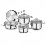 سرویس قابلمه 9 پارچه استیل براق پرلا کرکماز 1609 | لوازم خانگی ایران