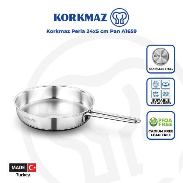 تابه 24*5.0 سانتیمتر 2.0 لیتر استیل براق پرلا کرکماز 1659