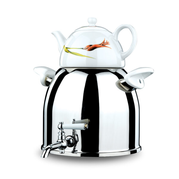 سماور رو اجاقی شیر دار 1.0 + 5.0 لیتر استیل براق رابی دایموند کرکماز 010