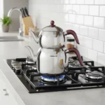 کتری و قوری 1.1 + 2.5 لیتر استیل براق رترو کرکماز 195 | لوازم خانگی ایران