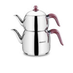 کتری و قوری 1.2 + 2.5 لیتر استیل براق رترو کرکماز 195