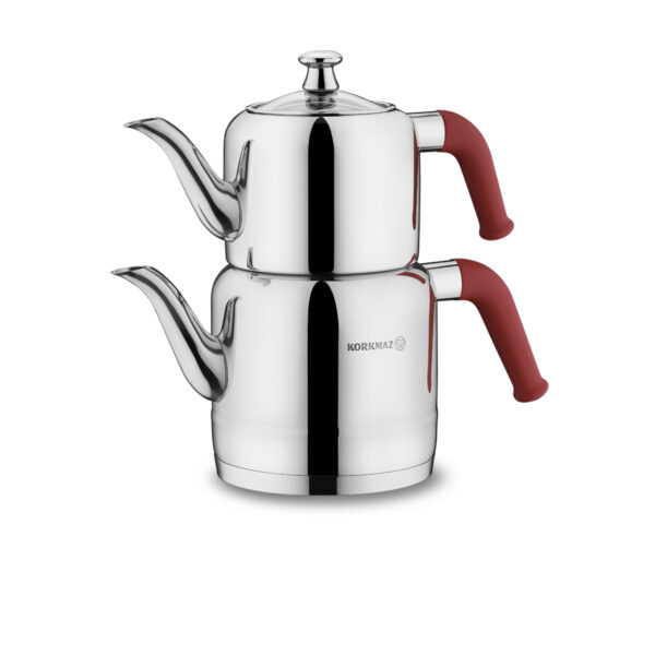 کتری و قوری 1.1 + 1.9 لیتر استیل براق ریوا کرکماز 189