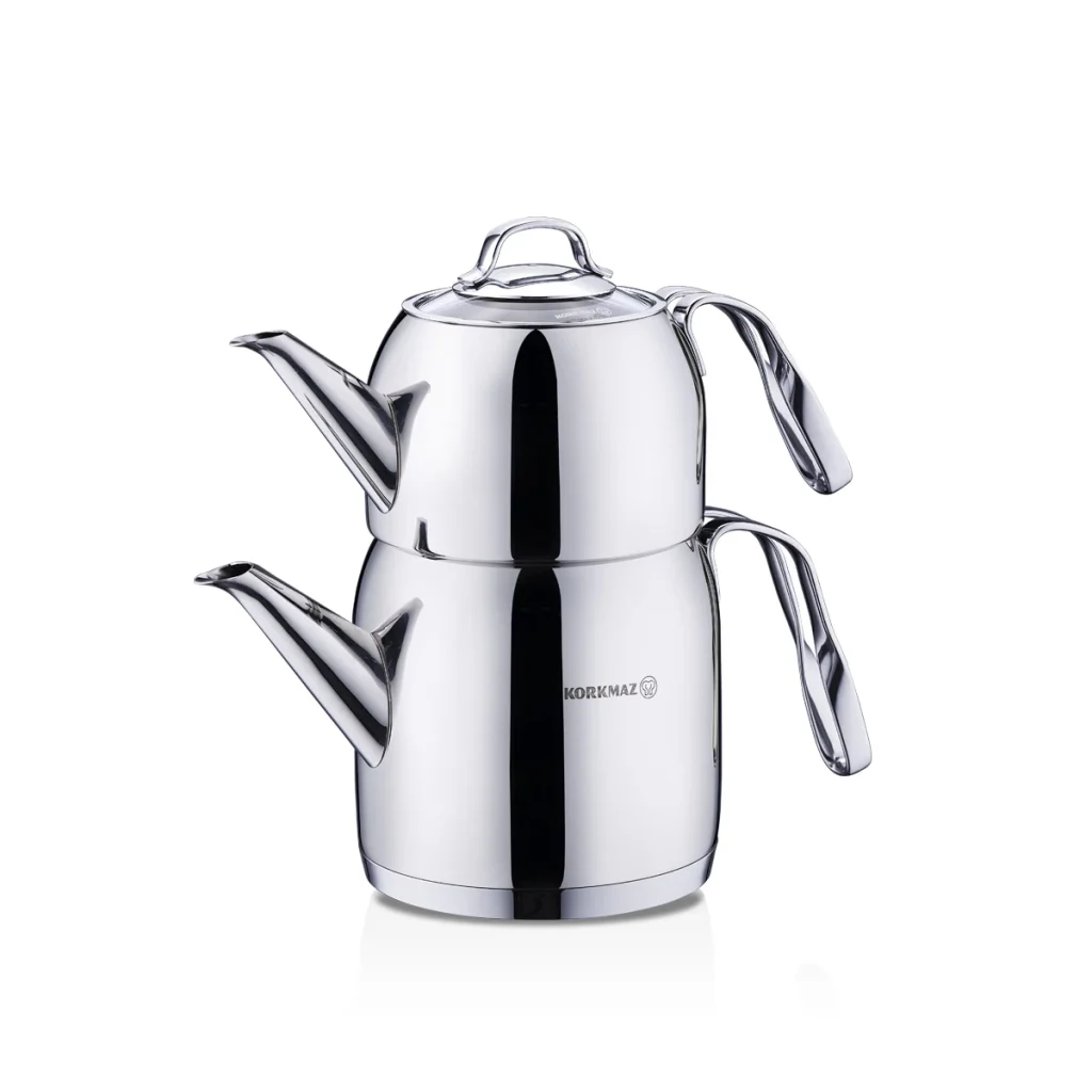 کتری و قوری 0.9 + 1.6 لیتر استیل براق استیما کرکماز 191 | لوازم خانگی ایران