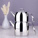 کتری و قوری 0.9 + 1.6 لیتر استیل براق استیما کرکماز 191 | لوازم خانگی ایران