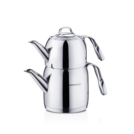 کتری و قوری 0.9 + 1.6 لیتر استیل براق استیما کرکماز 191 | لوازم خانگی ایران