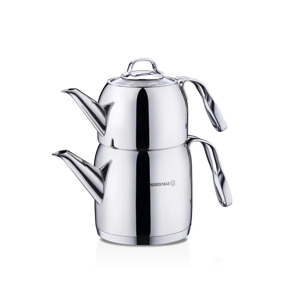 کتری و قوری 0.9 + 1.6 لیتر استیل براق استیما کرکماز 191 | لوازم خانگی ایران