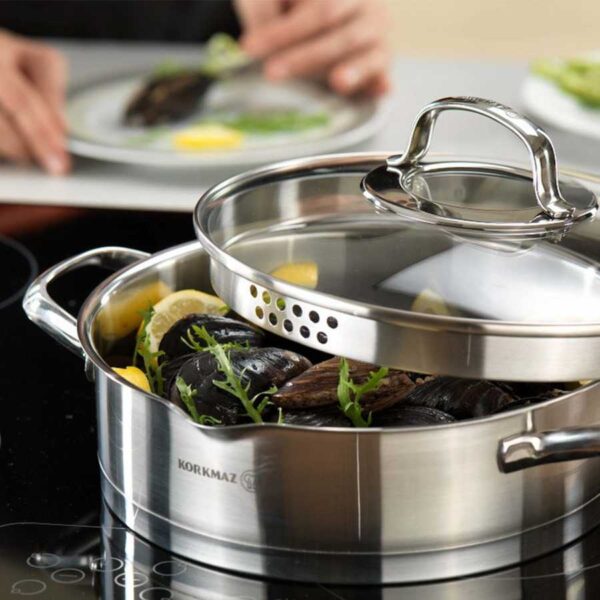 قابلمه 24*12.0 سانتیمتر 5.5 لیتر استیل مات استیما کرکماز 1992