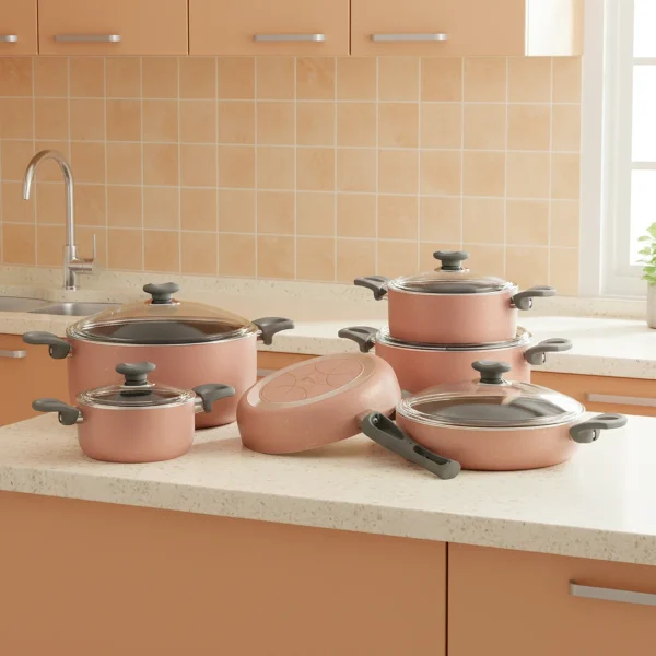 سرویس قابلمه گرانیت 11 پارچه گلبهی یورک ریوالد 650100-05 | لوازم خانگی ایران