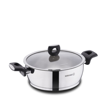 قابلمه کوتاه 24*8.0 سانتیمتر 3.4 لیتر استیل براق نورا کرکماز 2994