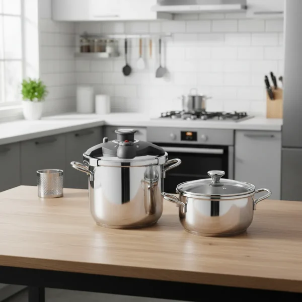 زودپز دوقلو 6.0 + 3.0 لیتر استیل براق آلیا کرکماز 171 | لوازم خانگی ایران