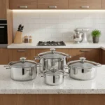 سرویس قابلمه 8 پارچه استیل براق آکوا کرکماز 1968 | لوازم خانگی ایران