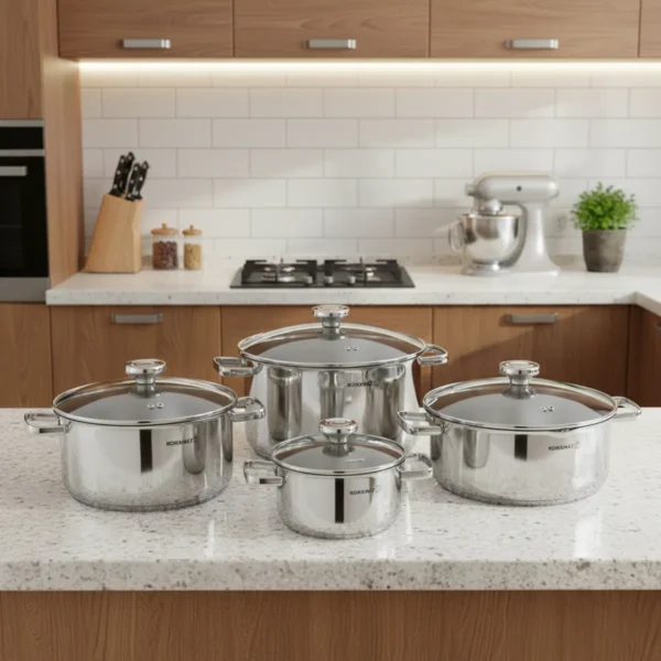 سرویس قابلمه 8 پارچه استیل براق آکوا کرکماز 1968 | لوازم خانگی ایران