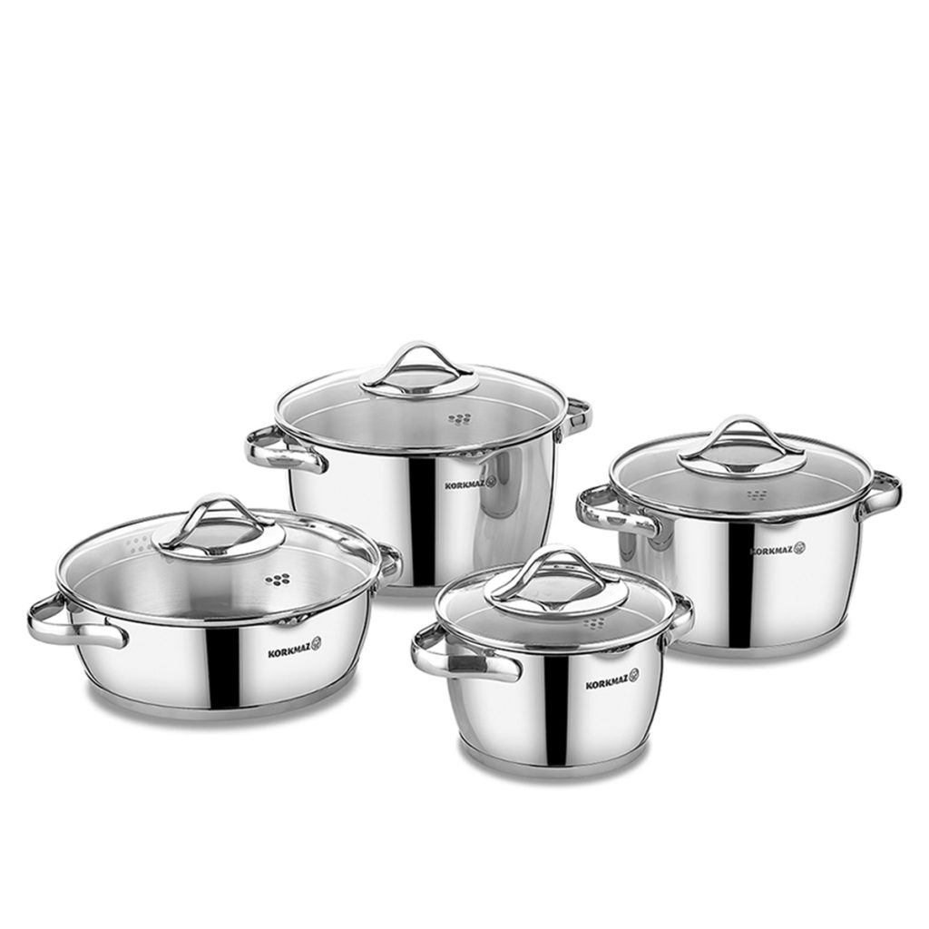 سرویس قابلمه 8 پارچه استیل براق استارا کرکماز 1969 | لوازم خانگی ایران