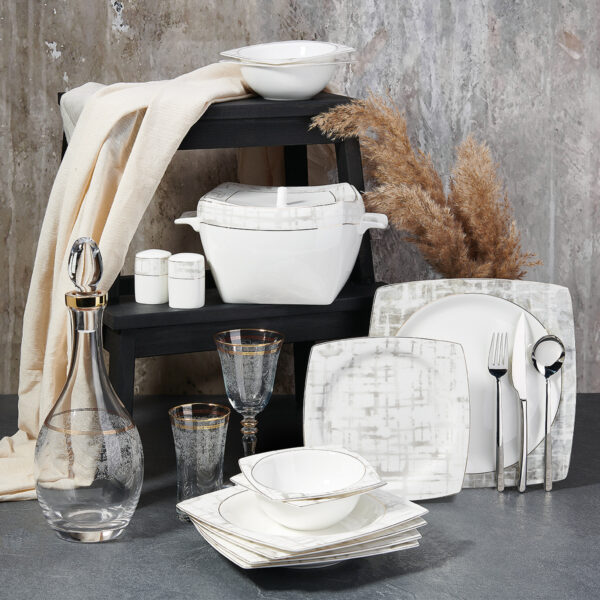 سرویس غذاخوری چینی 60 پارچه بون سلکشن کرکماز 8453