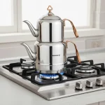 کتری و قوری 1.1 + 2.0 لیتر استیل براق چینتمانی کرکماز 213 | لوازم خانگی ایران