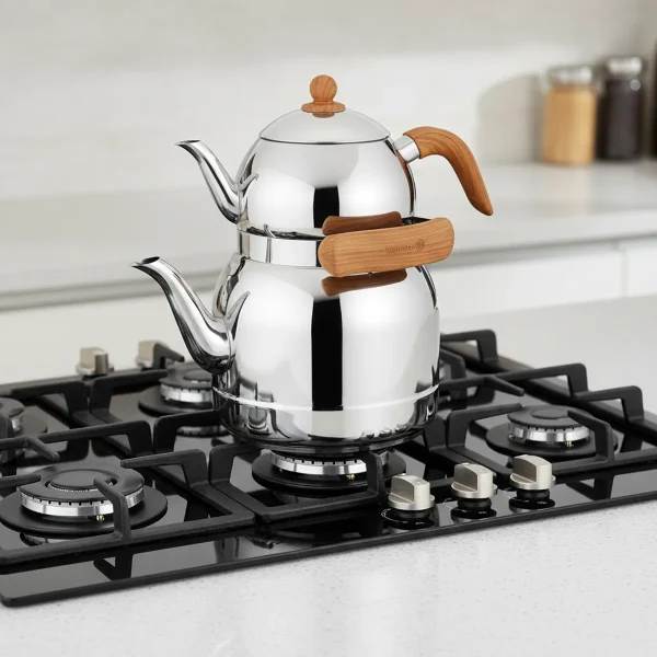 کتری و قوری 1.3 + 3.5 لیتر استیل براق فورستا کرکماز 217 | لوازم خانگی ایران