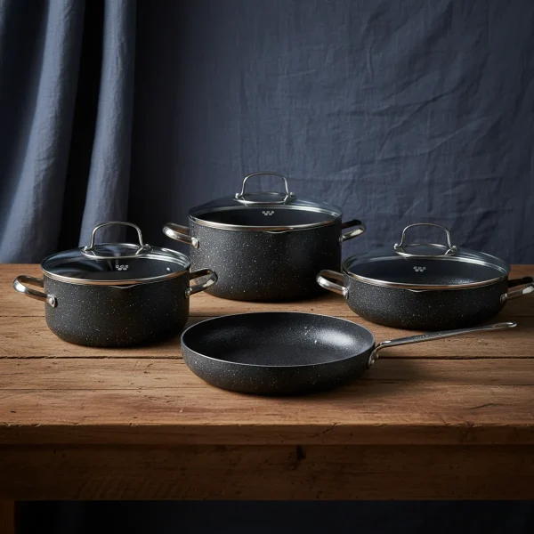 سرویس قابلمه 7 پارچه گرانیت مشکی گالاکسی کرکماز 1371 | لوازم خانگی ایران