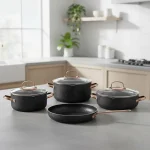 سرویس قابلمه 7 پارچه گرانیت مشکی گالاکسی کرکماز 1372 | لوازم خانگی ایران