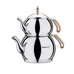 کتری و قوری 1.1 + 2.0 لیتر استیل براق هاندان کرکماز 222-01 | لوازم خانگی ایران