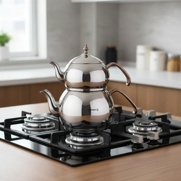 کتری و قوری 1.1+2.0 لیتر استیل براق هاندان کرکماز 222 | لوازم خانگی ایران