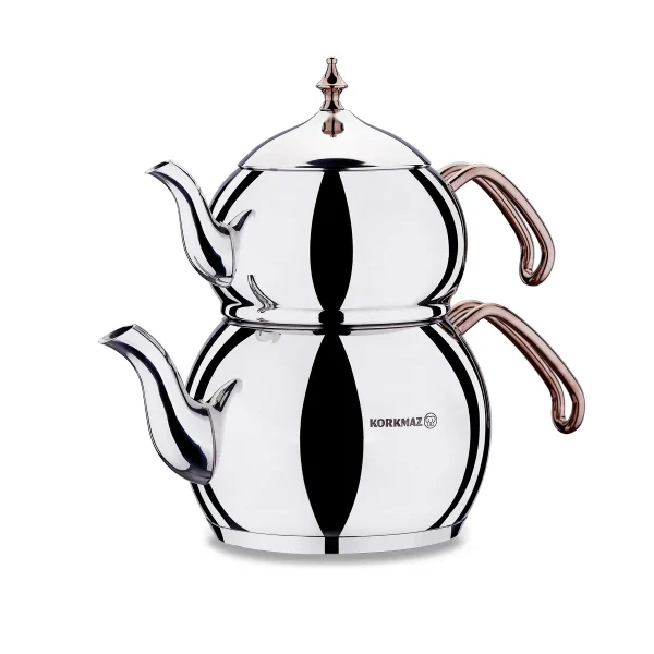 کتری و قوری 1.1+2.0 لیتر استیل براق هاندان کرکماز 222 | لوازم خانگی ایران