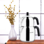 کتری و قوری 0.9 + 2.0 لیتر استیل براق لارا کرکماز 202-01