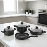 سرویس قابلمه 7 پارچه گرانیت مشکی لینا کرکماز 2887 | لوازم خانگی ایران