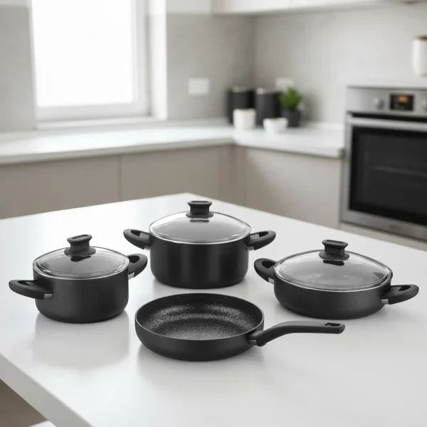 سرویس قابلمه 7 پارچه گرانیت مشکی لینا کرکماز 2887 | لوازم خانگی ایران