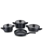 سرویس قابلمه 7 پارچه گرانیت مشکی لینا پلاس کرکماز 2888 | لوازم خانگی ایران