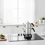 کتری و قوری 1.1 + 2.0 لیتر استیل براق مینا ماکسی کرکماز 036 | لوازم خانگی ایران