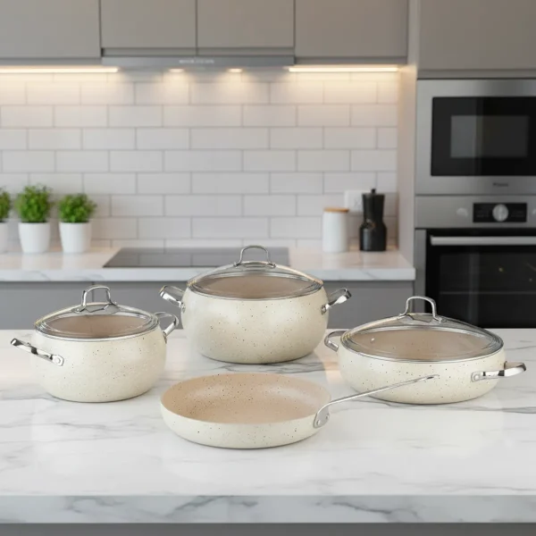 سرویس قابلمه 7 پارچه گرانیت کرم موندیا کرکماز 2656 | لوازم خانگی ایران