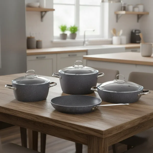 سرویس قابلمه 7 پارچه گرانیت طوسی نه آ کرکماز 2892 | لوازم خانگی ایران