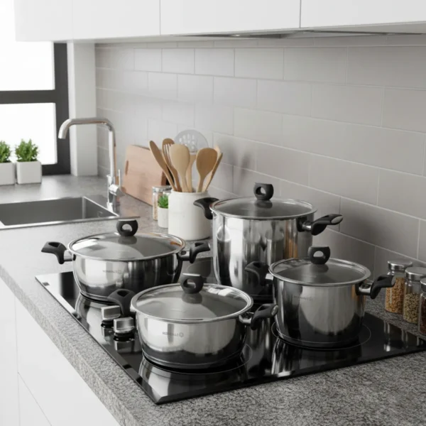 سرویس قابلمه 8 پارچه استیل براق نورا کرکماز 2988 | لوازم خانگی ایران