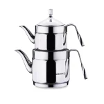 کتری و قوری 1.2 + 2.2 لیتر استیل براق نوستالژی ماکسی کرکماز 229 | لوازم خانگی ایران