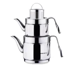 کتری و قوری 1.2 + 2.2 لیتر استیل براق نوستالژی ماکسی کرکماز 229 | لوازم خانگی ایران