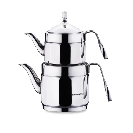 کتری و قوری 1.2 + 2.2 لیتر استیل براق نوستالژی ماکسی کرکماز 229 | لوازم خانگی ایران