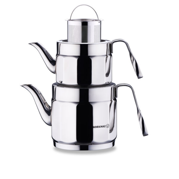 کتری و قوری 1.2 + 2.2 لیتر استیل براق نوستالژی ماکسی کرکماز 229