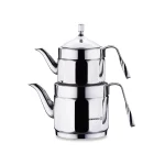 کتری و قوری 0.9 + 1.6 لیتر استیل براق نوستالژی میدی کرکماز 228 | لوازم خانگی ایران