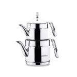 کتری و قوری 0.9 + 1.6 لیتر استیل براق نوستالژی میدی کرکماز 228 | لوازم خانگی ایران