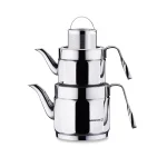 کتری و قوری 0.9 + 1.6 لیتر استیل براق نوستالژی میدی کرکماز 228 | لوازم خانگی ایران