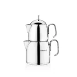 کتری و قوری 0.65 + 1.2 لیتر استیل براق پرا کرکماز 281 | لوازم خانگی ایران