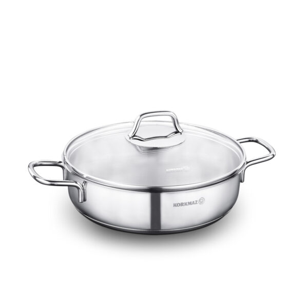 قابلمه کوتاه 22*6.0 سانتیمتر 2.3 لیتر استیل براق پرلا کرکماز 1833