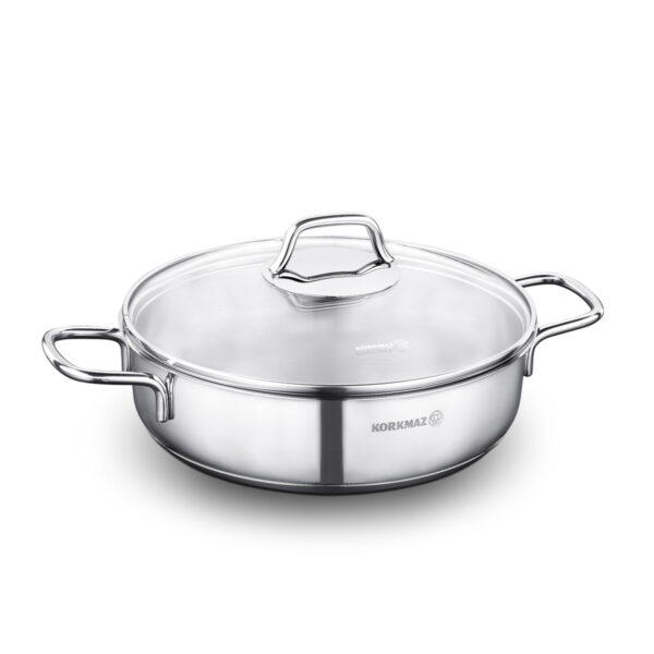 قابلمه کوتاه 26*7.0 سانتیمتر 3.6 لیتر استیل براق پرلا کرکماز 1834