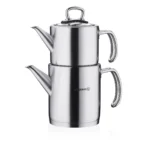 کتری و قوری 1.2 + 1.8 لیتر استیل مات پرولاین کرکماز 274 | لوازم خانگی ایران