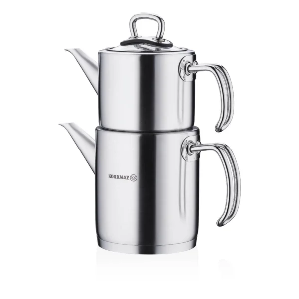 کتری و قوری 1.2 + 1.8 لیتر استیل مات پرولاین کرکماز 274 | لوازم خانگی ایران