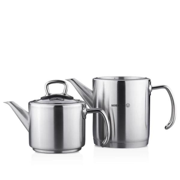 کتری و قوری 1.2 + 1.8 لیتر استیل مات پرولاین کرکماز 274 | لوازم خانگی ایران