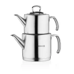 کتری و قوری 1.2 + 1.8 لیتر استیل مات پرولاین کرکماز 274 | لوازم خانگی ایران