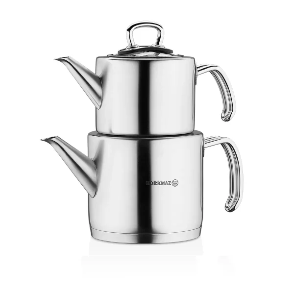 کتری و قوری 1.2 + 1.8 لیتر استیل مات پرولاین کرکماز 274 | لوازم خانگی ایران