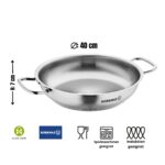 تابه تخت 40*7.0 سانتیمتر 8.0 لیتر استیل مات پرولاین کرکماز 1196 - تصویر 3