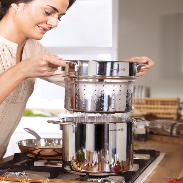 قابلمه پاستا 20*17.5 سانتیمتر 5.1 لیتر استیل مات پرولاین کرکماز 2770